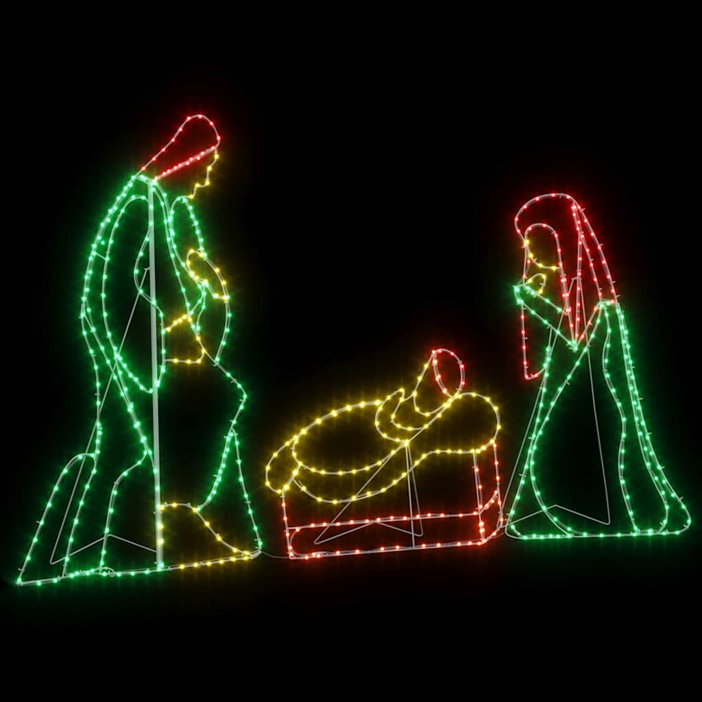 Verlichte Kerststal met 550 LED Multikleur 112 x 72 cm PVC