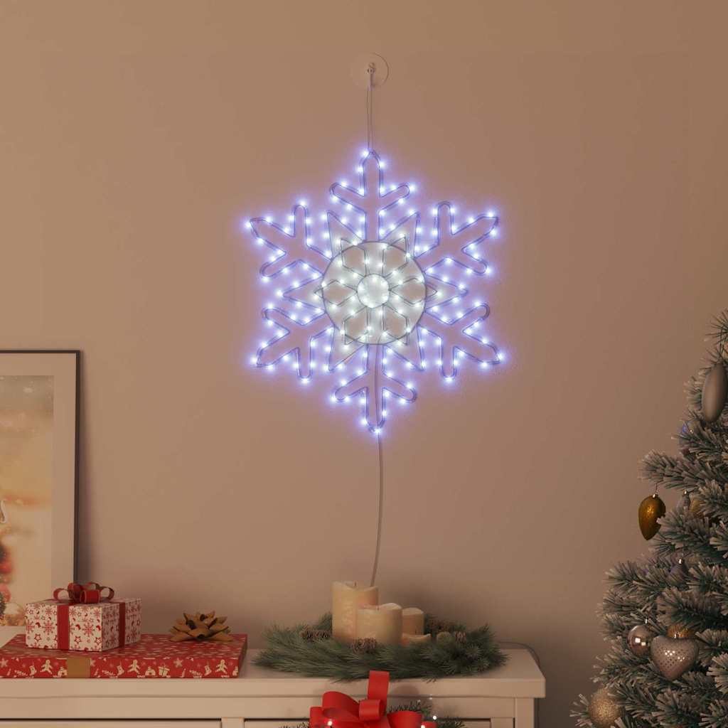 Kerstsneeuwvlok met 156 LED Blauw 55,5 x 55,5 x 0,75 cm PVC