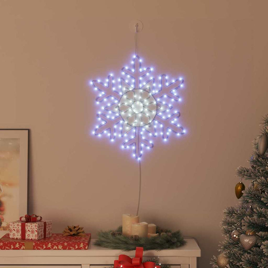 Kerstsneeuwvlok met 156 LED Blauw 55,5 x 55,5 x 0,75 cm PVC