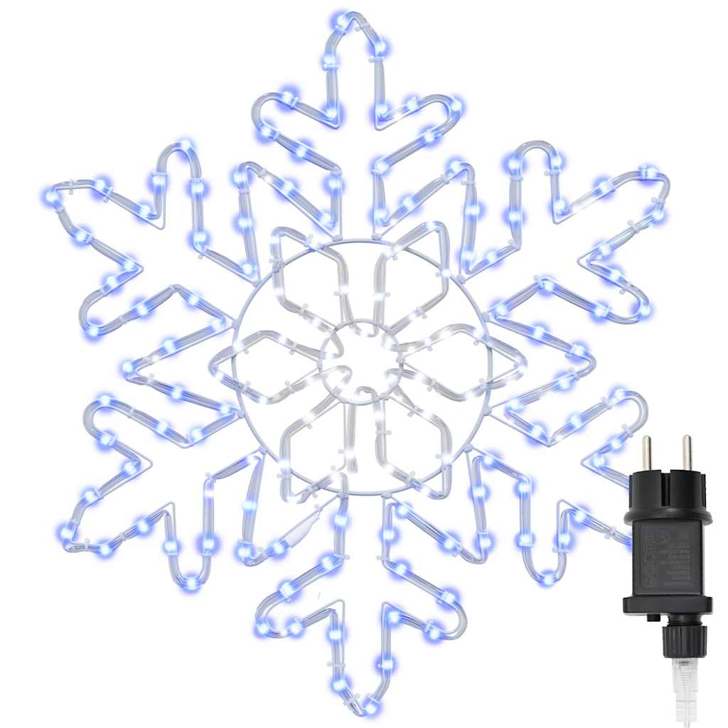 Kerstsneeuwvlok met 156 LED Blauw 55,5 x 55,5 x 0,75 cm PVC