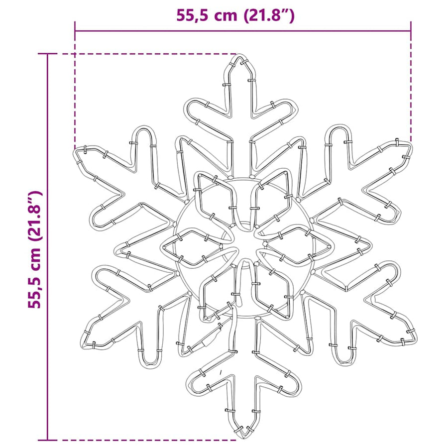Kerstsneeuwvlok met 156 LED Blauw 55,5 x 55,5 x 0,75 cm PVC