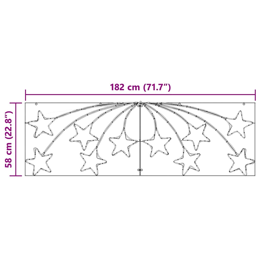 Kerstster met 432 LED Multikleur 180 x 57 cm PVC