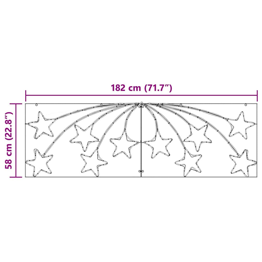 Kerstster met 432 LED Multikleur 180 x 57 cm PVC
