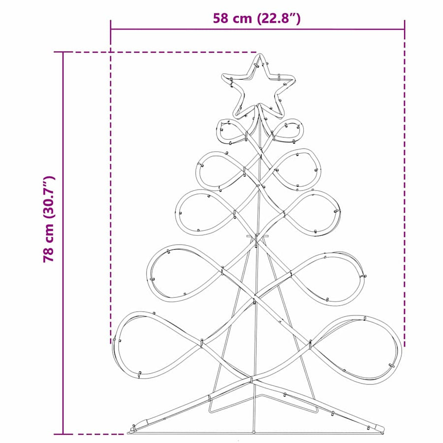 Kerstboomvormige lamp met 144 LED Multikleur 80 x 56 cm PVC