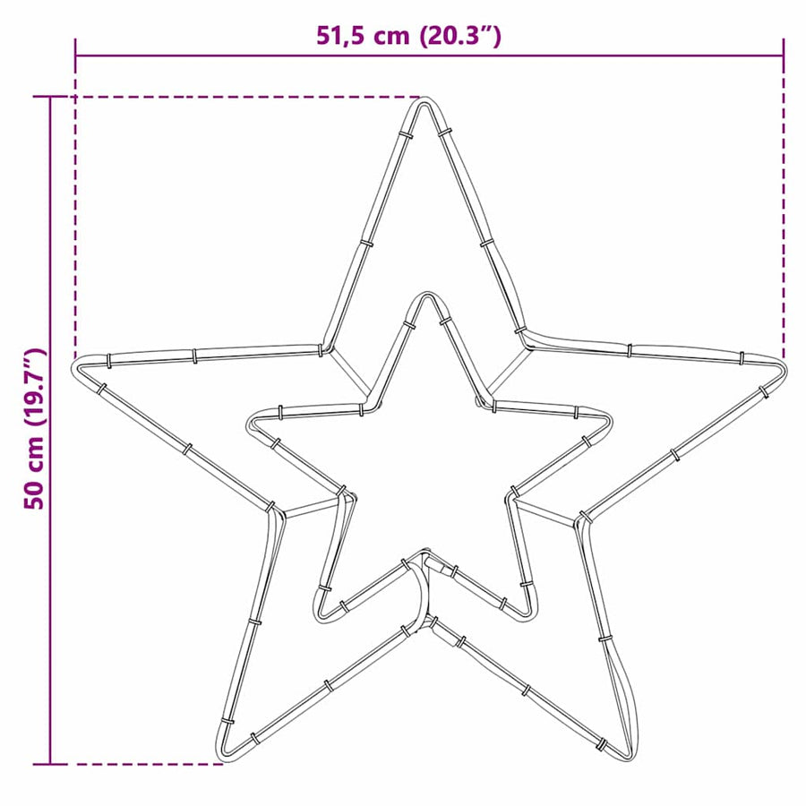 Kerstster met 72 LED Koud Wit 51.5 x 50 x 0.65 cm IJzer