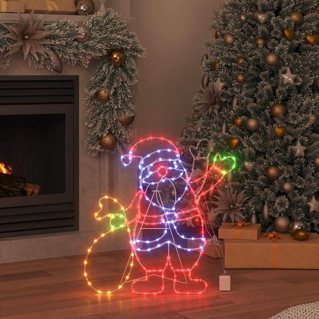 Kerstman Licht met 168 LED Multikleur 58.5 x 60 x 1.3 cm IJzer