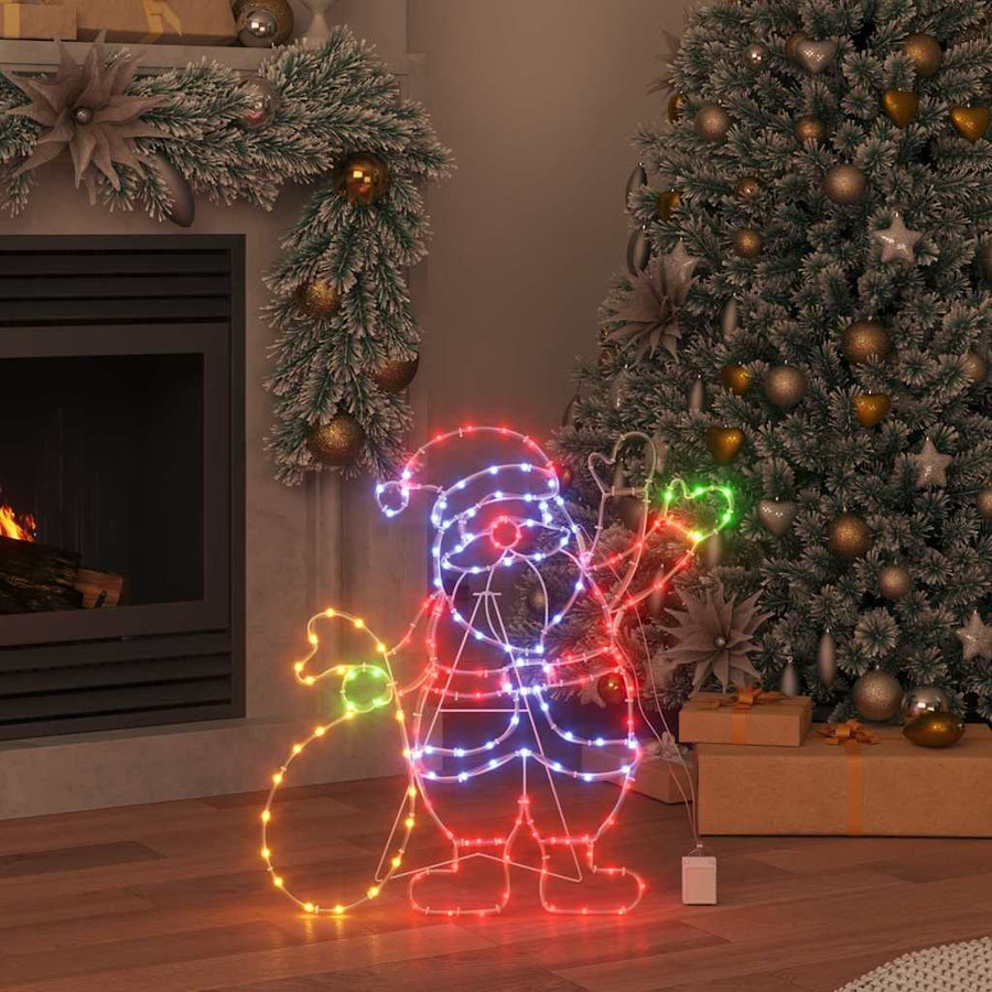Kerstman Licht met 168 LED Multikleur 58.5 x 60 x 1.3 cm IJzer
