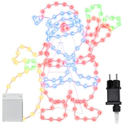Kerstman Licht met 168 LED Multikleur 58.5 x 60 x 1.3 cm IJzer