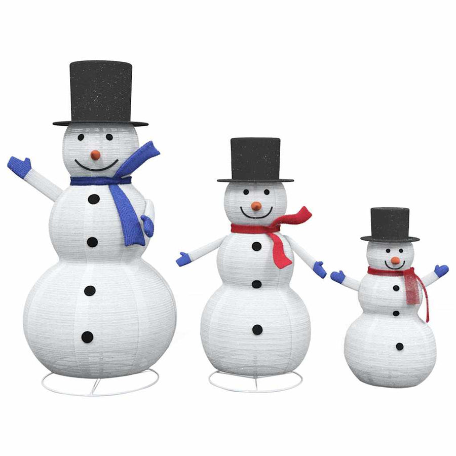 Kerst Sneeuwpop Familie 3 pcs Warmwit 81 x 60 x 125 cm Stof