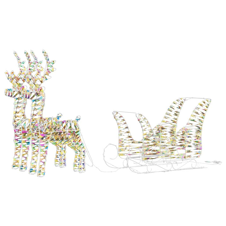 Rendier trek slede met 160 LED Warmwit 30 x 12 x 54.5 cm PET