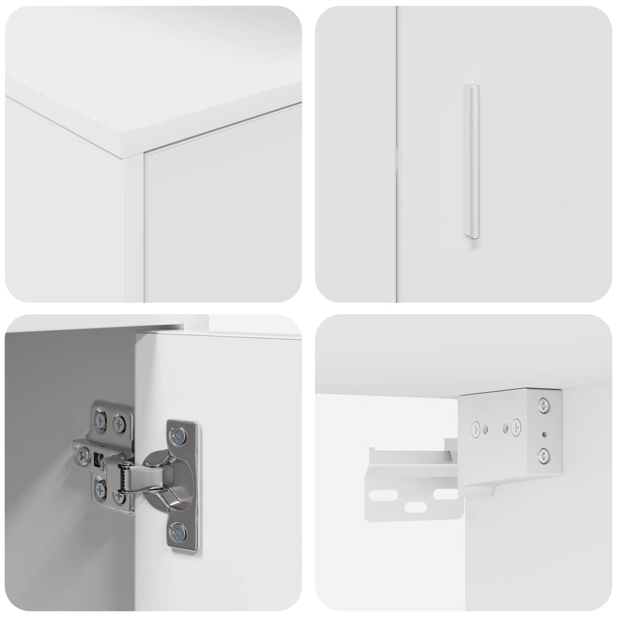 Tv-meubelset Wandgemonteerd 4 pcs Wit Bewerkt hout