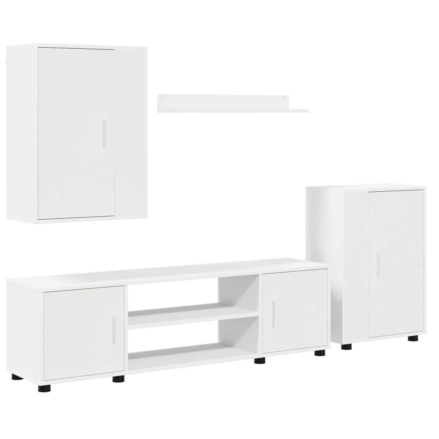 Tv-meubelset Wandgemonteerd 4 pcs Wit Bewerkt hout