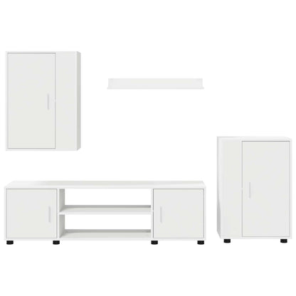 Tv-meubelset Wandgemonteerd 4 pcs Wit Bewerkt hout