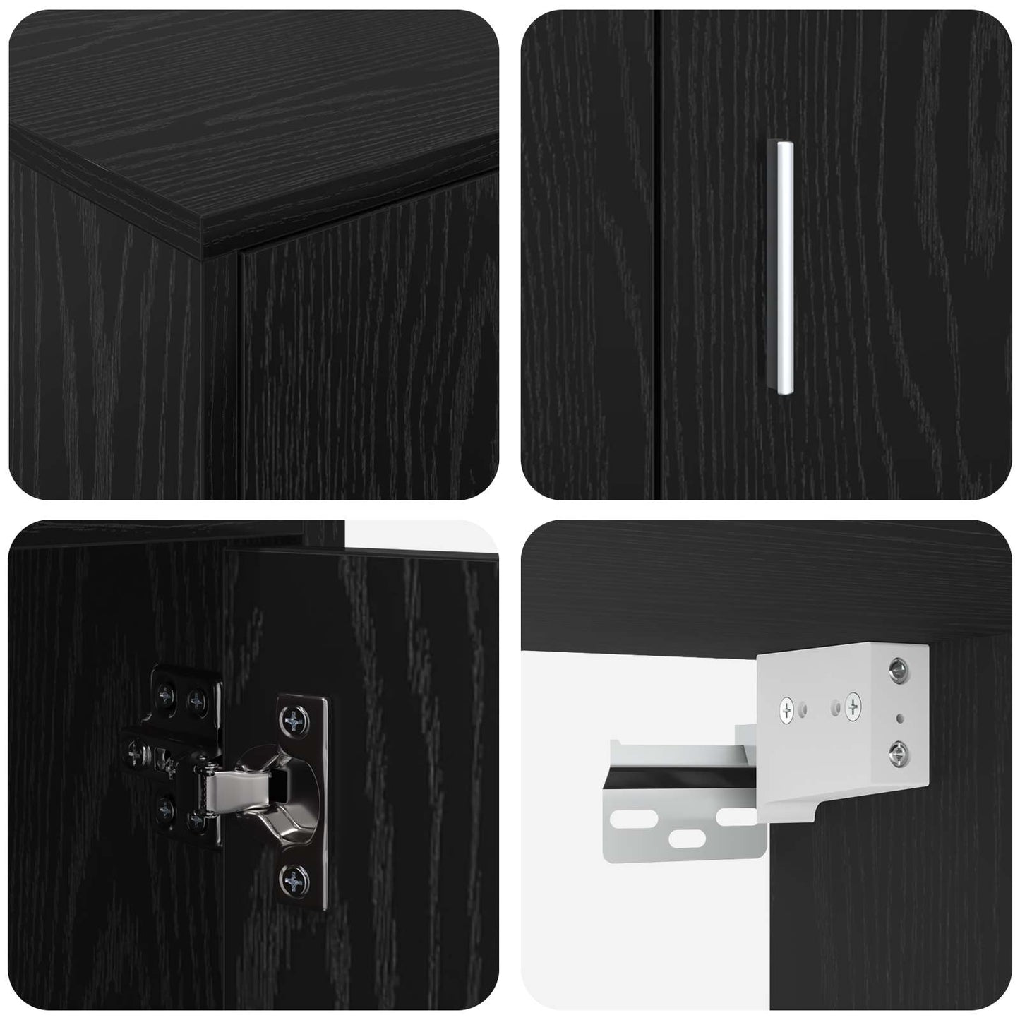 Tv-meubelset Wandgemonteerd 4 pcs Zwart Eiken Bewerkt hout
