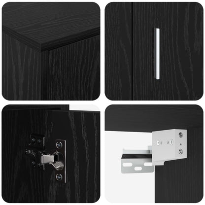 Tv-meubelset Wandgemonteerd 4 pcs Zwart Eiken Bewerkt hout