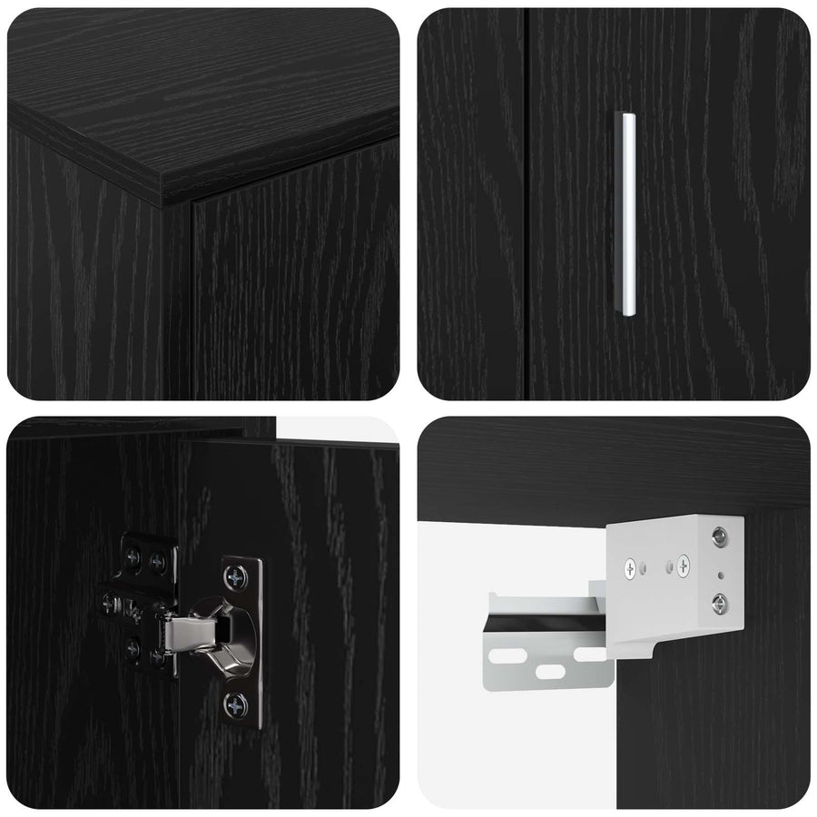 Tv-meubelset Wandgemonteerd 4 pcs Zwart Eiken Bewerkt hout