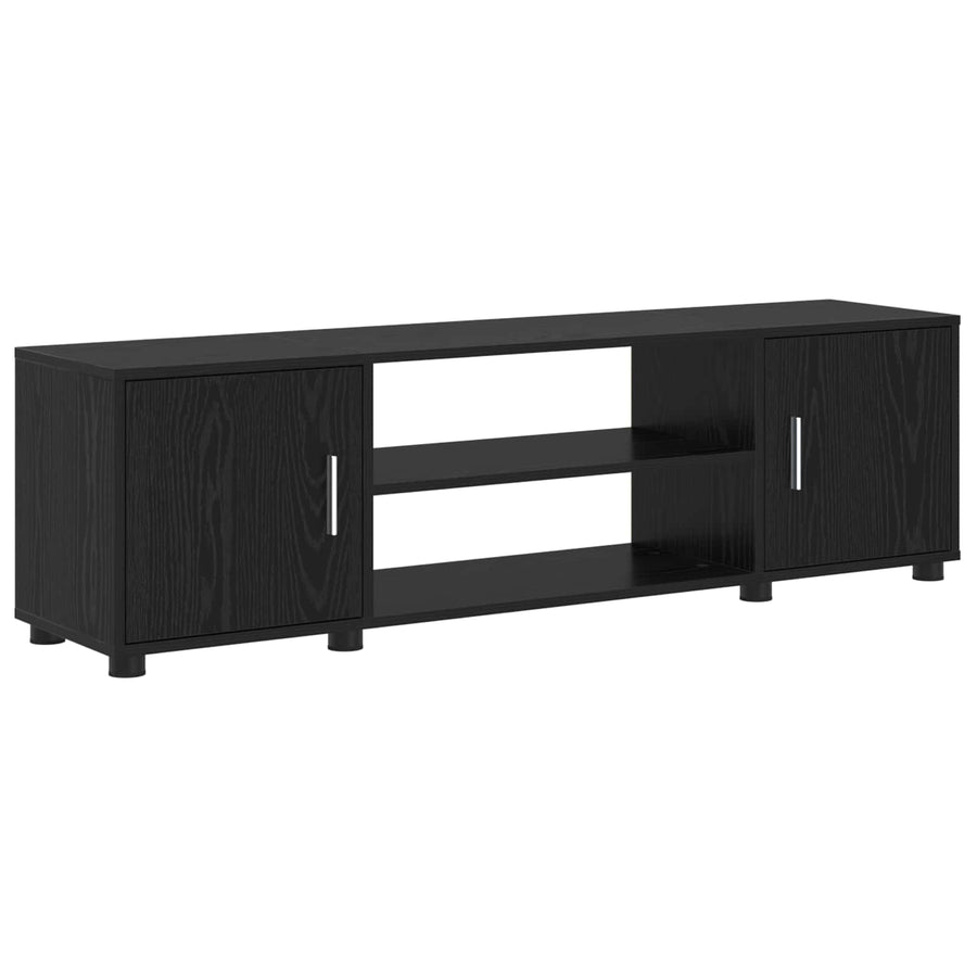 Tv-meubelset Wandgemonteerd 4 pcs Zwart Eiken Bewerkt hout