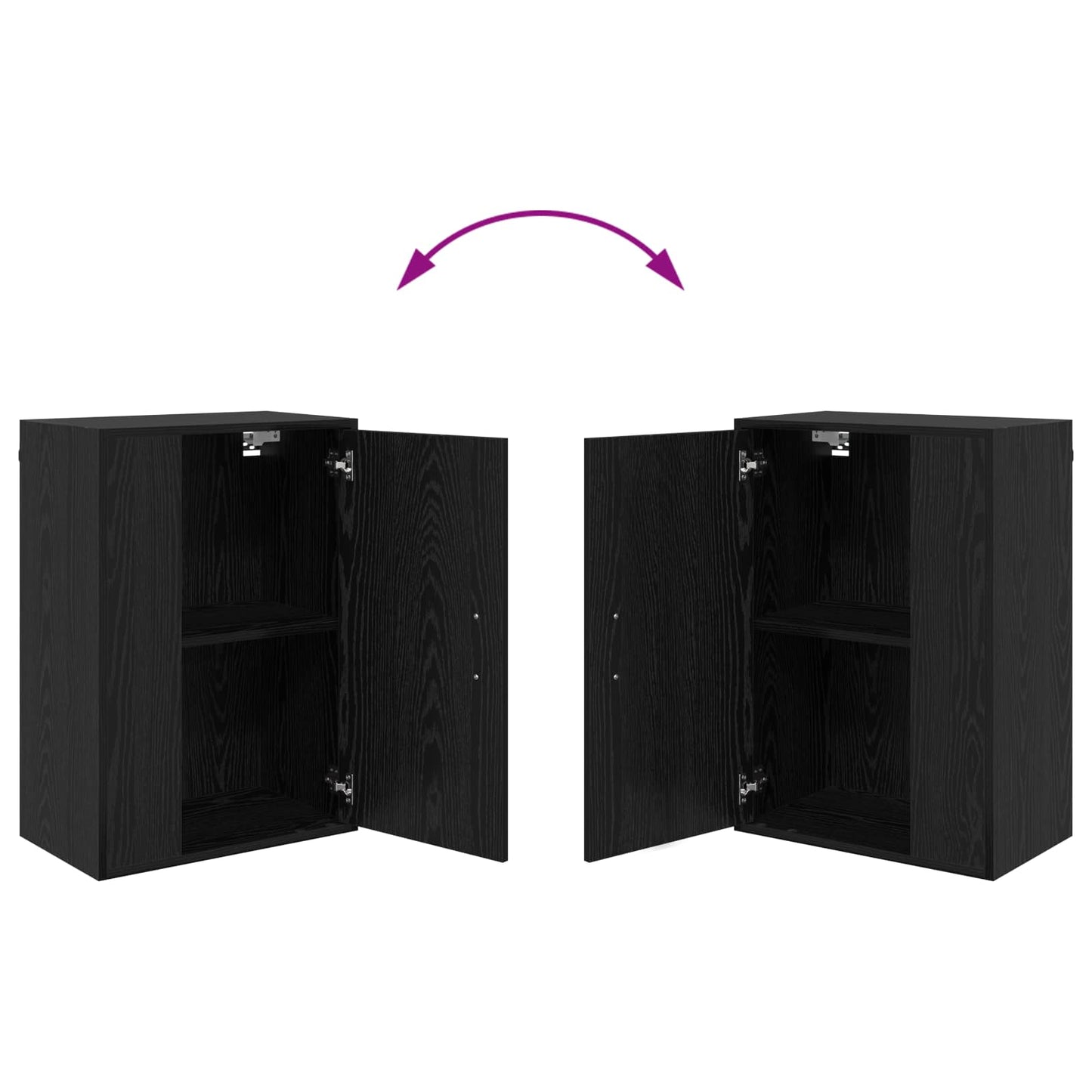 Tv-meubelset Wandgemonteerd 4 pcs Zwart Eiken Bewerkt hout