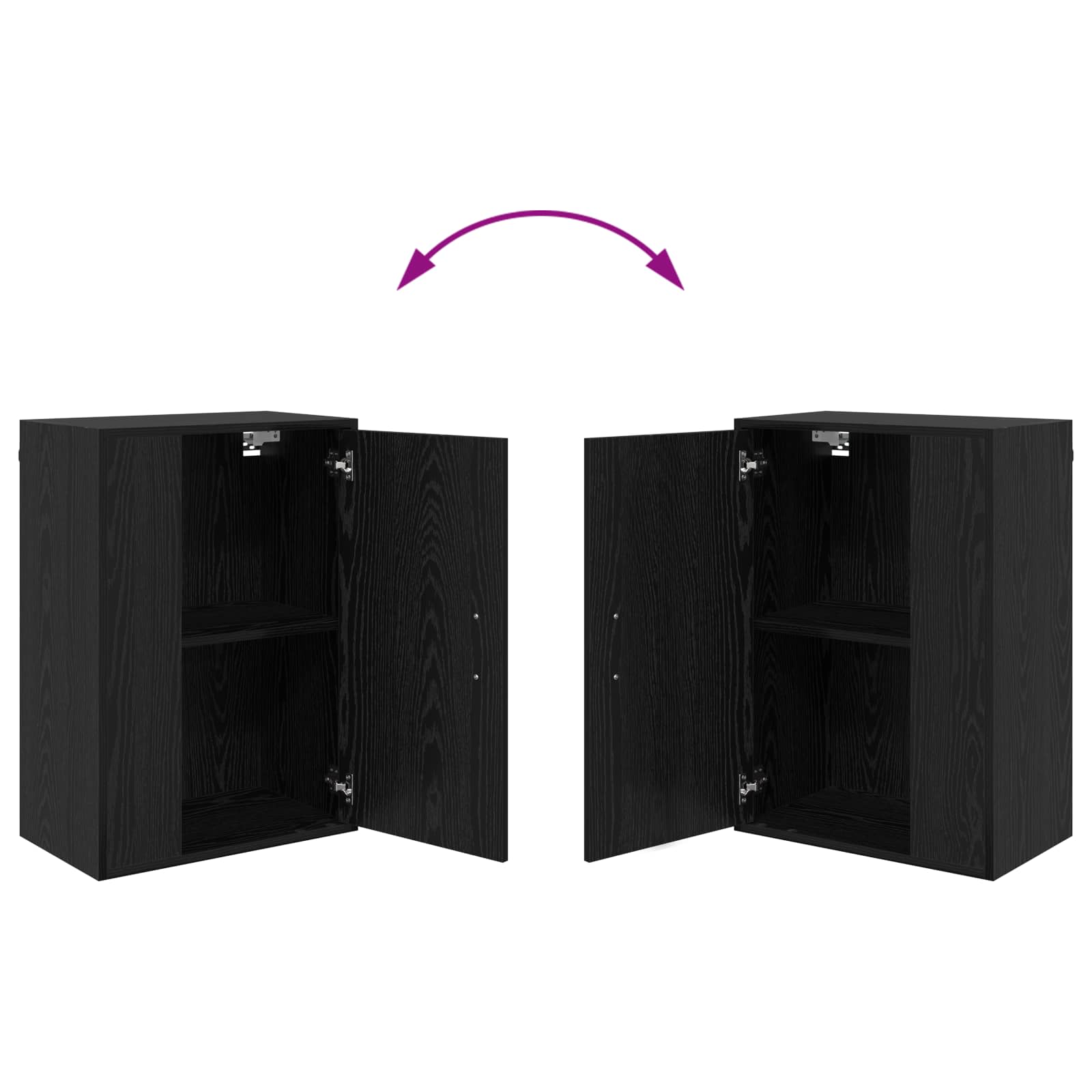 Tv-meubelset Wandgemonteerd 4 pcs Zwart Eiken Bewerkt hout
