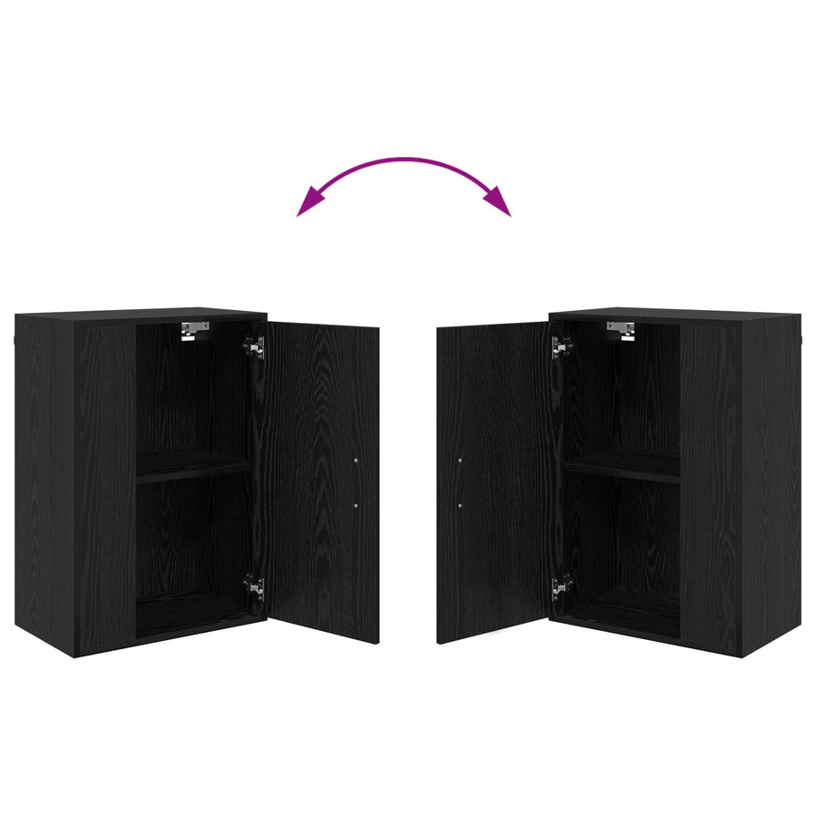 Tv-meubelset Wandgemonteerd 4 pcs Zwart Eiken Bewerkt hout