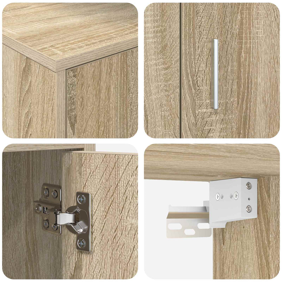 Tv-meubelset Wandgemonteerd 4 pcs Sonoma Eiken Bewerkt hout