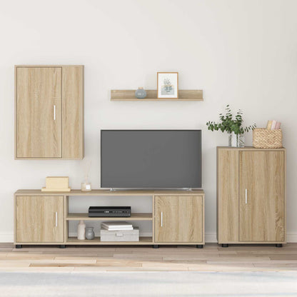 Tv-meubelset Wandgemonteerd 4 pcs Sonoma Eiken Bewerkt hout