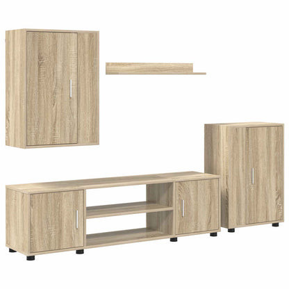 Tv-meubelset Wandgemonteerd 4 pcs Sonoma Eiken Bewerkt hout