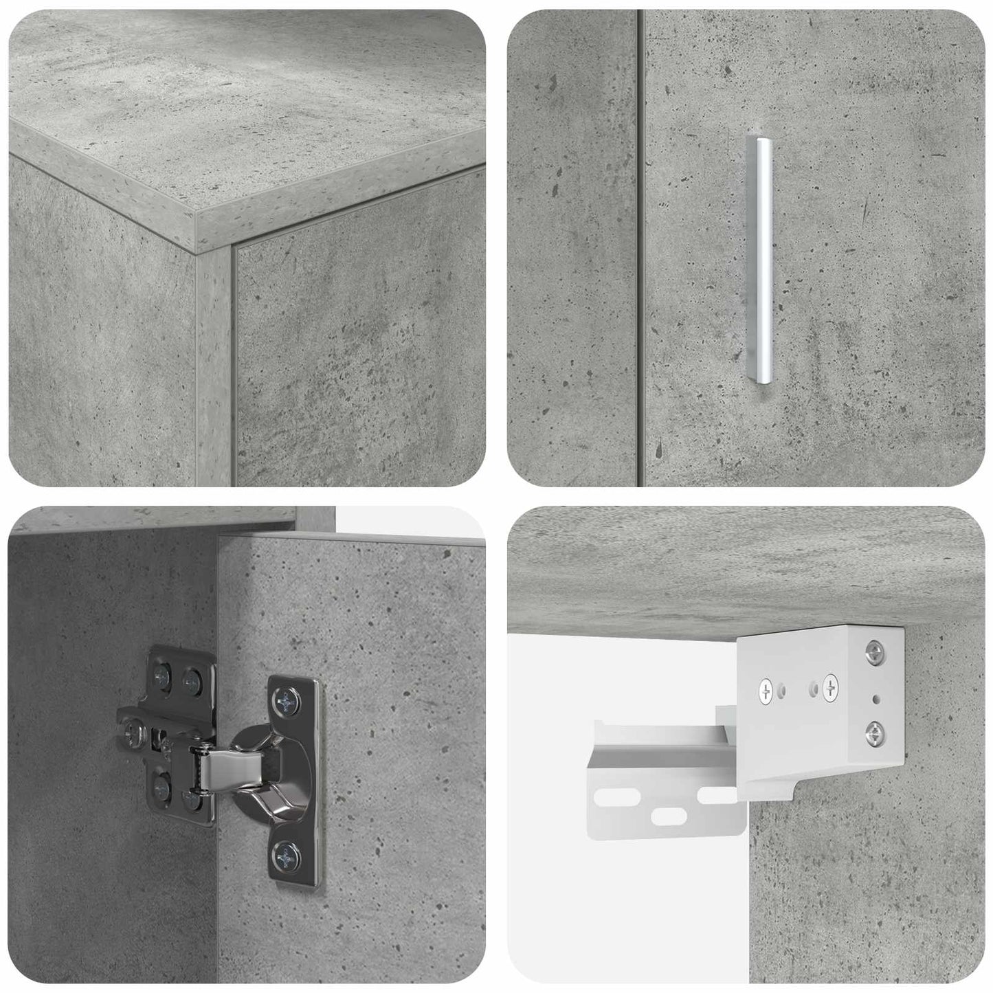 Tv-meubelset Wandgemonteerd 4 pcs Beton Grijs Bewerkt hout