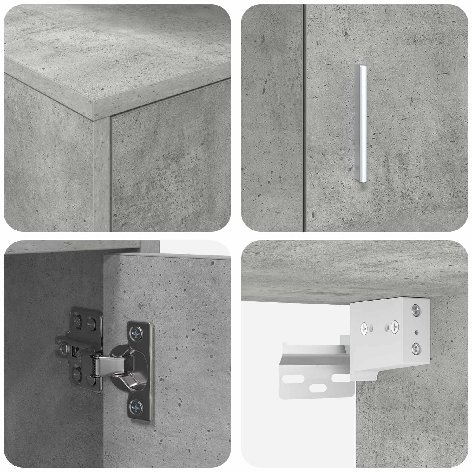 Tv-meubelset Wandgemonteerd 4 pcs Beton Grijs Bewerkt hout