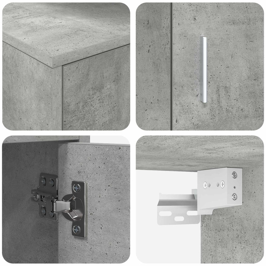 Tv-meubelset Wandgemonteerd 4 pcs Beton Grijs Bewerkt hout