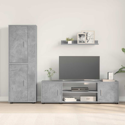 Tv-meubelset Wandgemonteerd 4 pcs Beton Grijs Bewerkt hout