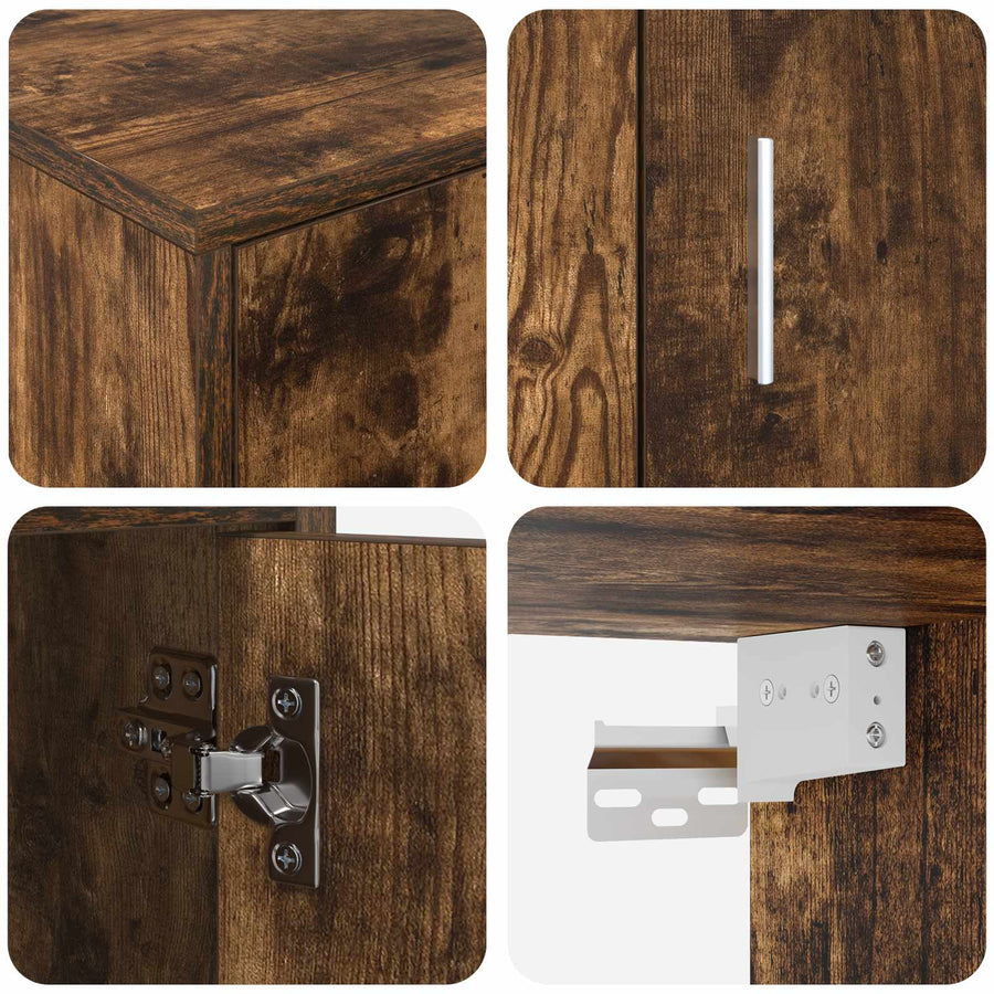 Tv-meubelset Wandgemonteerd 4 pcs Gerookt Eiken Bewerkt hout