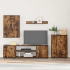 TV Cabinet Set Wall Mounted 4 pcs Smoked Oak Engineered Wood