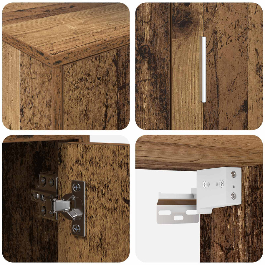 Tv-meubelset Wandgemonteerd 4 pcs Oud Hout Bewerkt hout