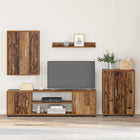 TV Cabinet Set Wall-Mounted 4 pcs Antique Look Wood Engineered Wood