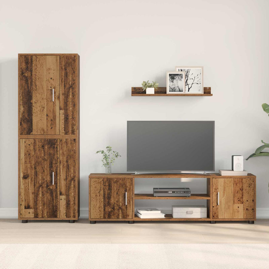 Tv-meubelset Wandgemonteerd 4 pcs Oud Hout Bewerkt hout