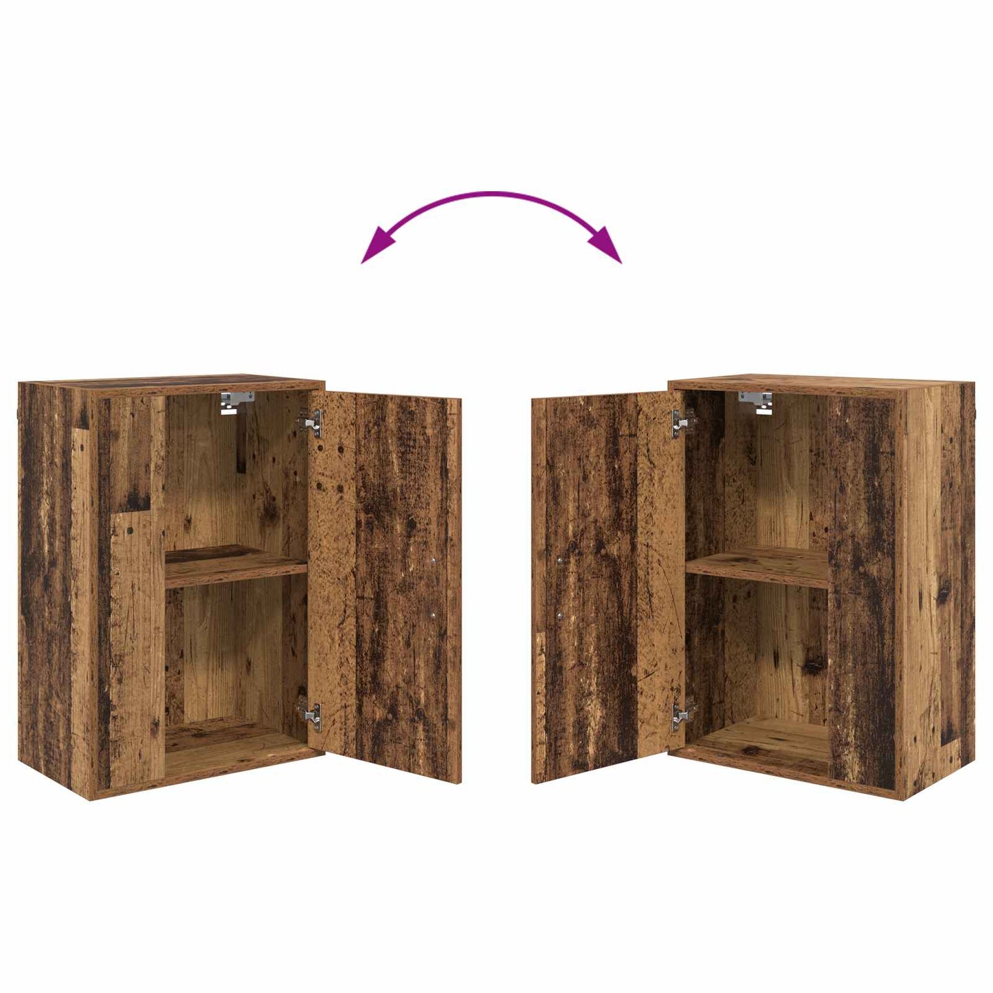 Tv-meubelset Wandgemonteerd 4 pcs Oud Hout Bewerkt hout