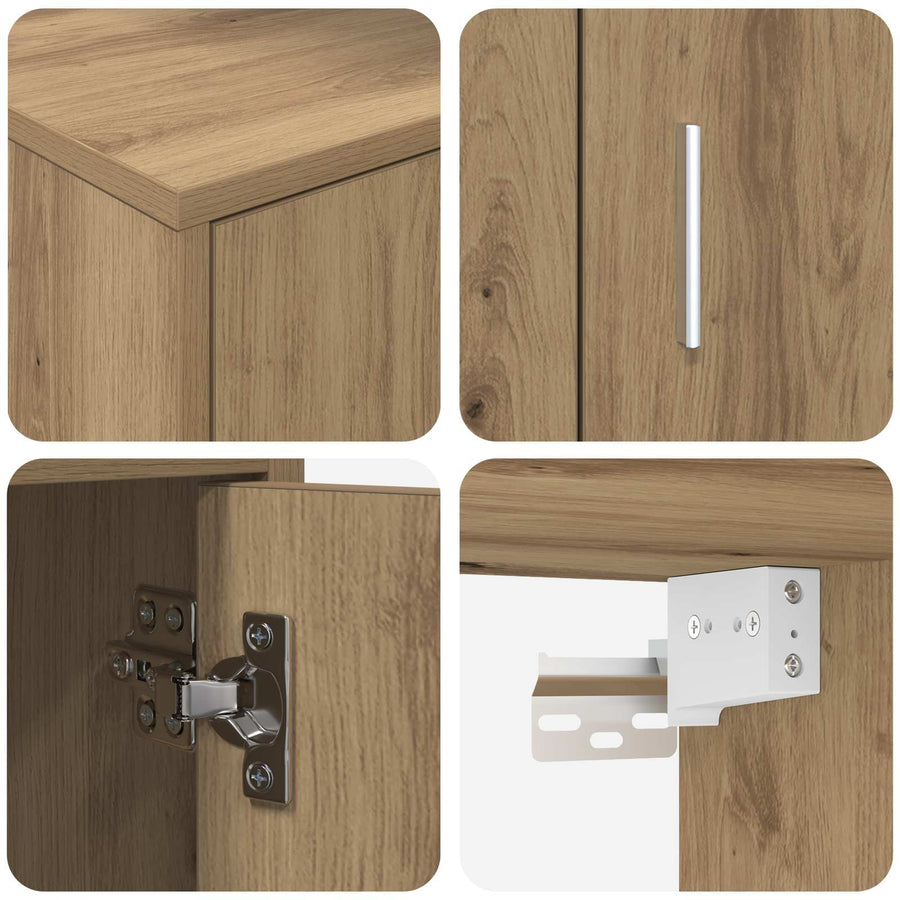 Tv-meubelset Wandgemonteerd 4 pcs Artisan Eiken Bewerkt hout