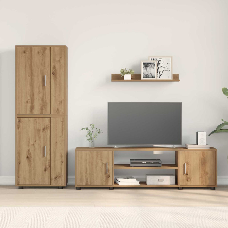 Tv-meubelset Wandgemonteerd 4 pcs Artisan Eiken Bewerkt hout