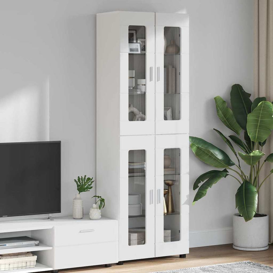 Hoge kast met plank Wit 60 x 35 x 182 cm Bewerkt hout