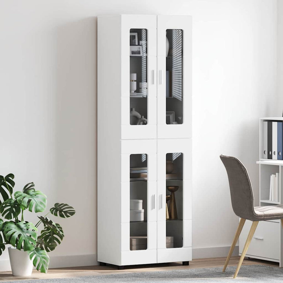 Hoge kast met plank Wit 60 x 35 x 182 cm Bewerkt hout