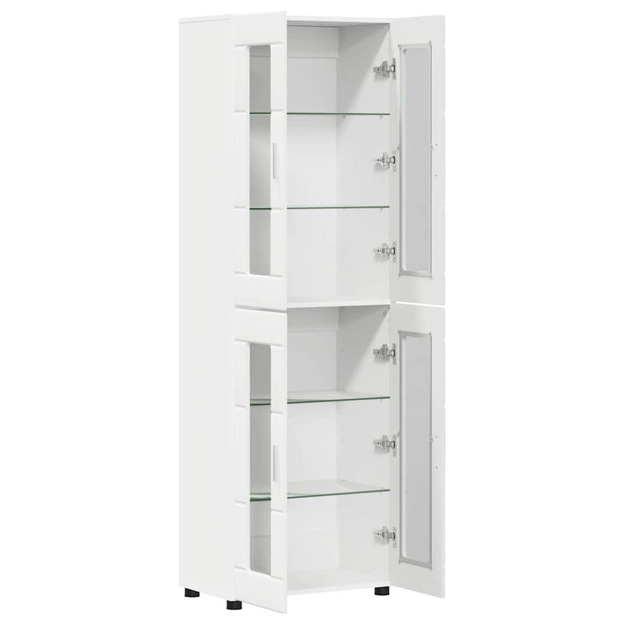 Hoge kast met plank Wit 60 x 35 x 182 cm Bewerkt hout