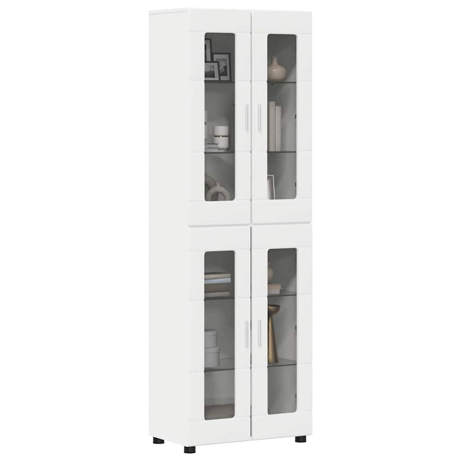 Hoge kast met plank Wit 60 x 35 x 182 cm Bewerkt hout