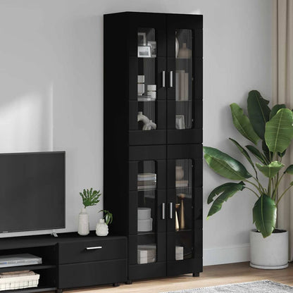 Hoge kast met plank Zwart 60 x 35 x 182 cm Bewerkt hout