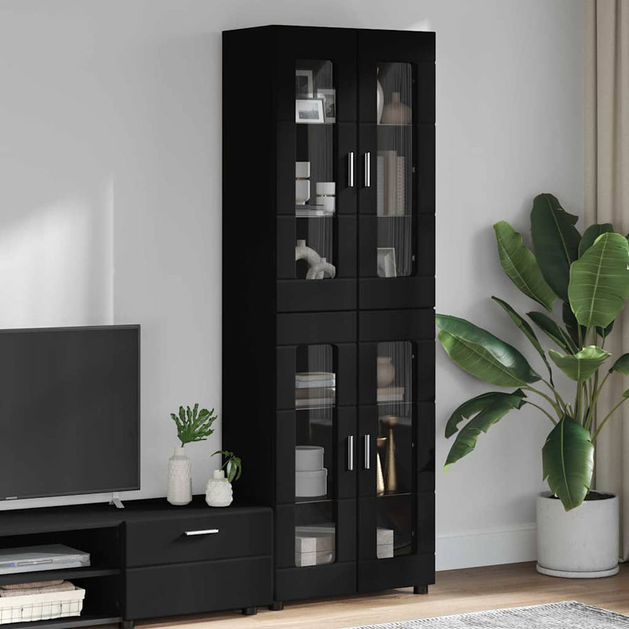 Hoge kast met plank Zwart 60 x 35 x 182 cm Bewerkt hout