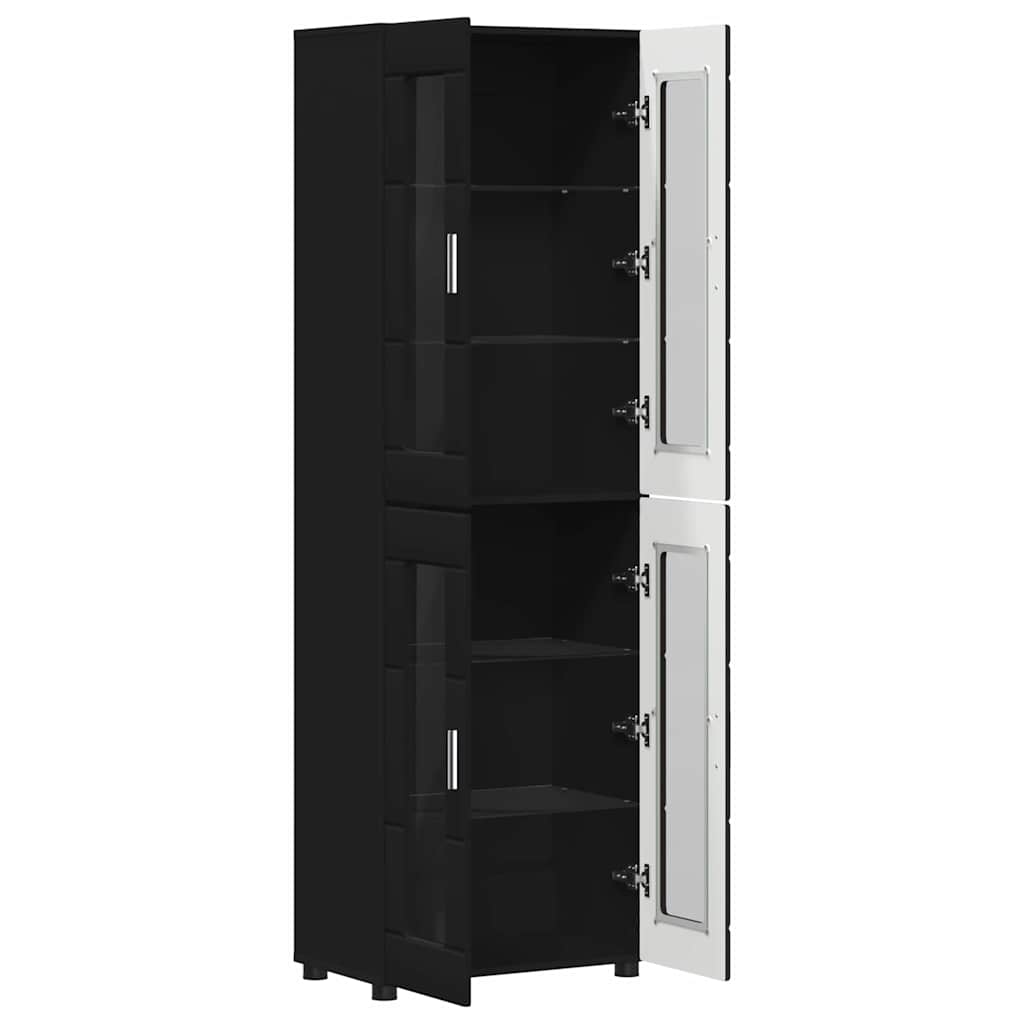 Hoge kast met plank Zwart 60 x 35 x 182 cm Bewerkt hout