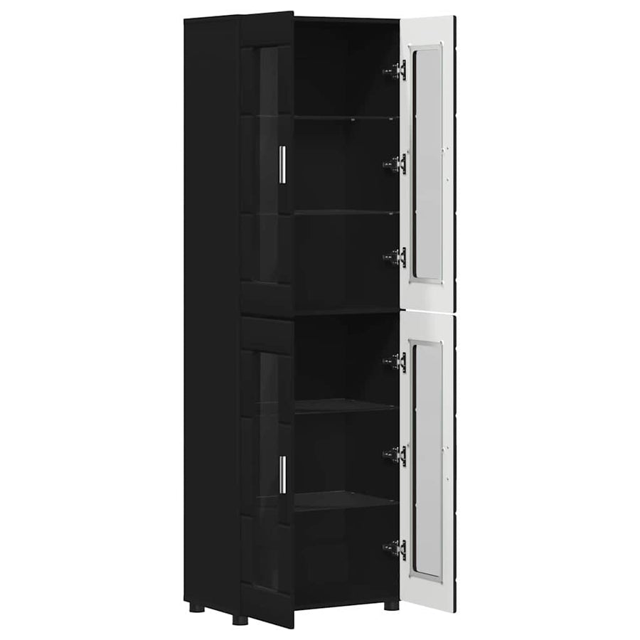 Hoge kast met plank Zwart 60 x 35 x 182 cm Bewerkt hout