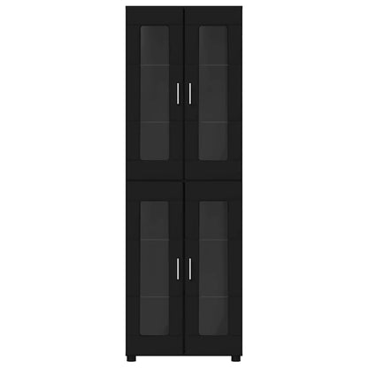 Hoge kast met plank Zwart 60 x 35 x 182 cm Bewerkt hout