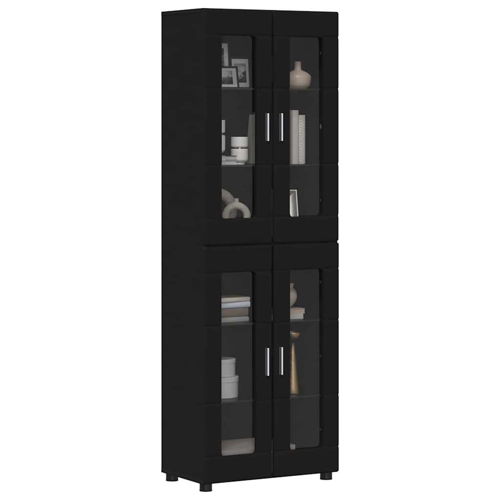 Hoge kast met plank Zwart 60 x 35 x 182 cm Bewerkt hout
