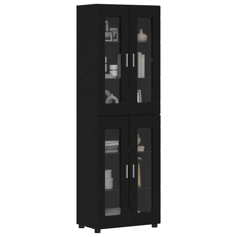 Hoge kast met plank Zwart 60 x 35 x 182 cm Bewerkt hout
